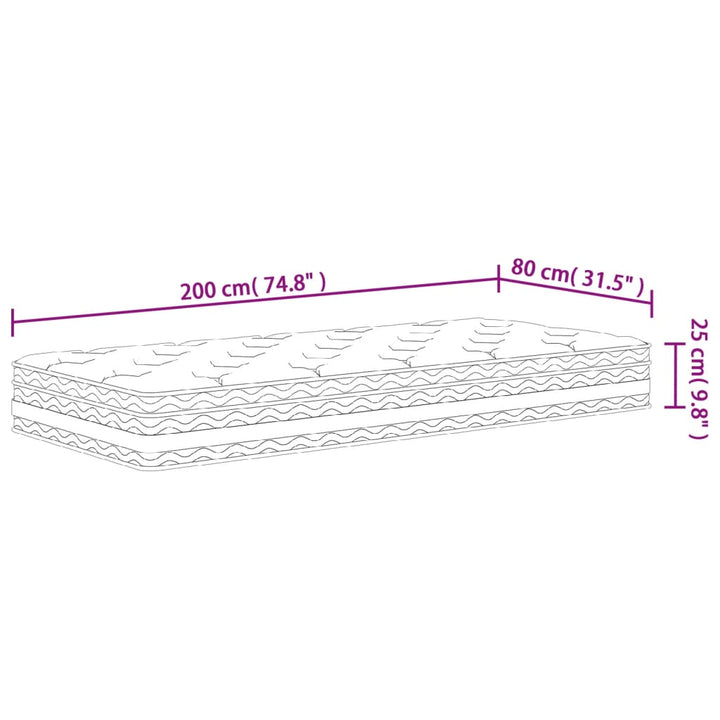 springmadras med pocketfjedre 80x200 cm medium