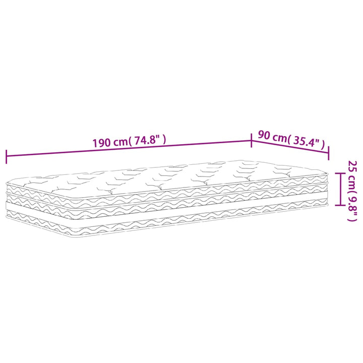 springmadras med pocketfjedre 90x190 cm medium