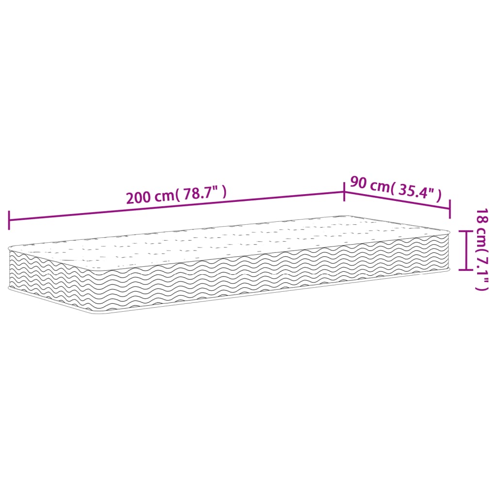 springmadras med bonellfjedre 90x200 cm medium