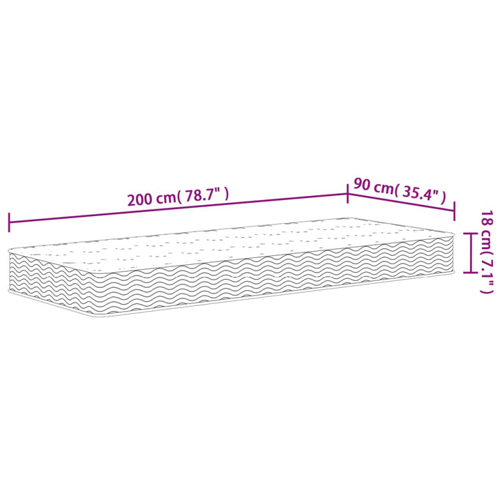 springmadras med bonellfjedre 90x200 cm medium