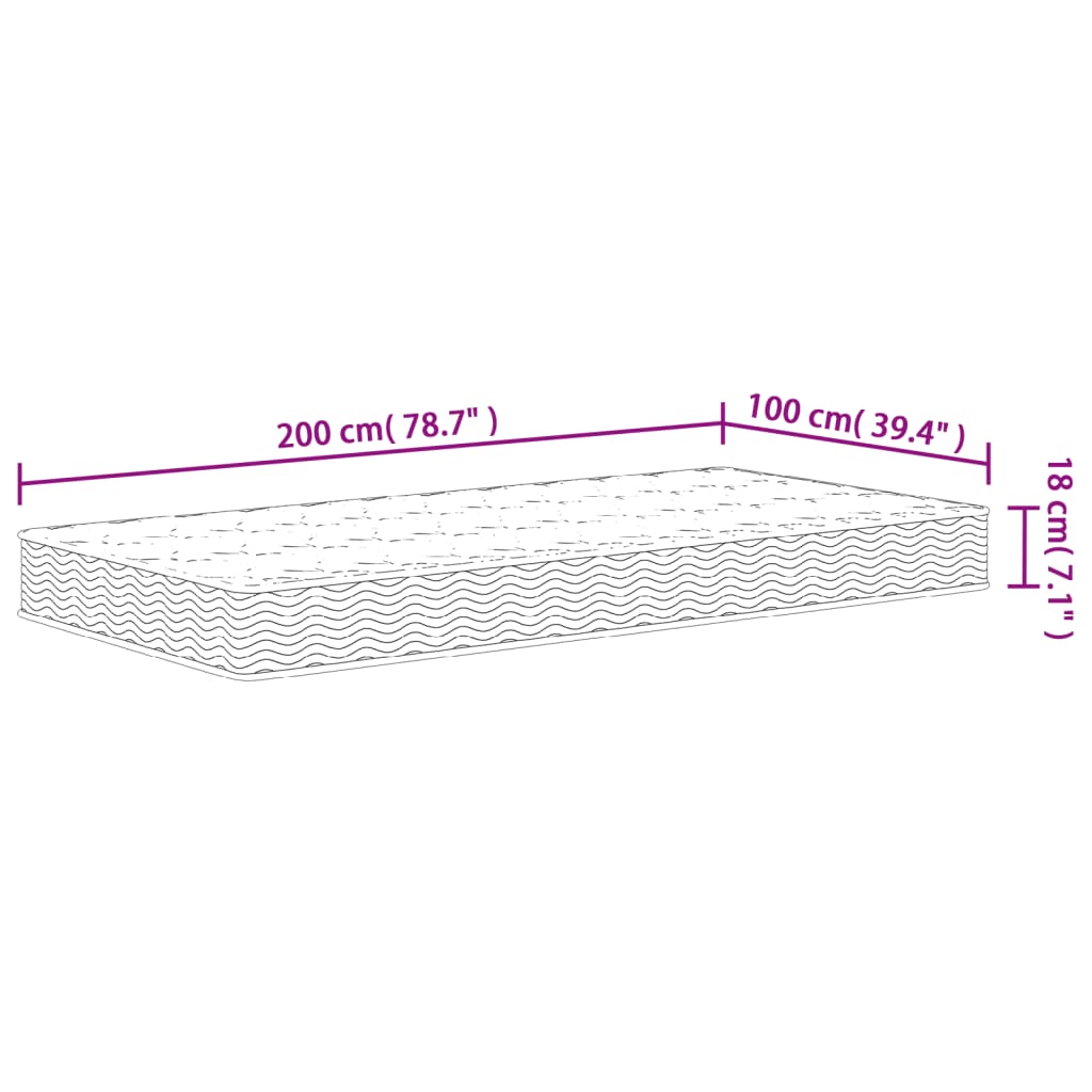 springmadras med bonellfjedre 100x200 cm medium