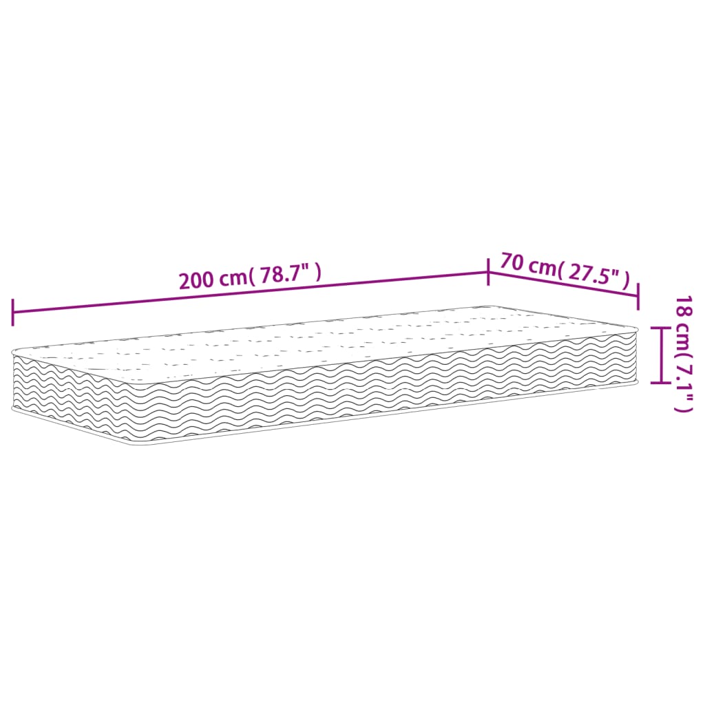 springmadras med bonellfjedre 70x200 cm medium