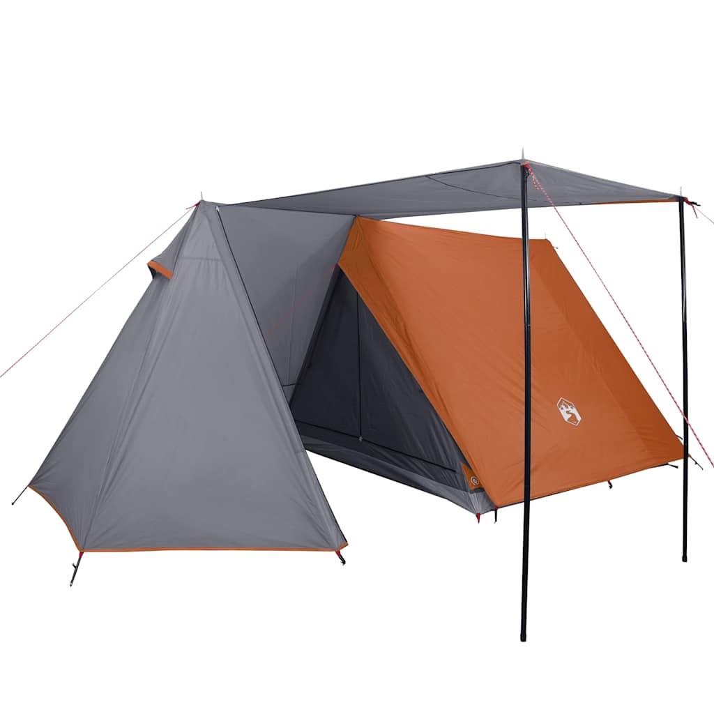 3-personers campingtelt vandtæt grå og orange
