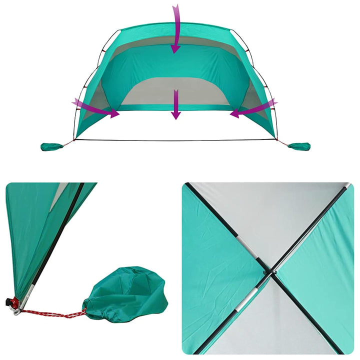 strandtelt 274x178x170/148 cm 185T polyester havgrøn