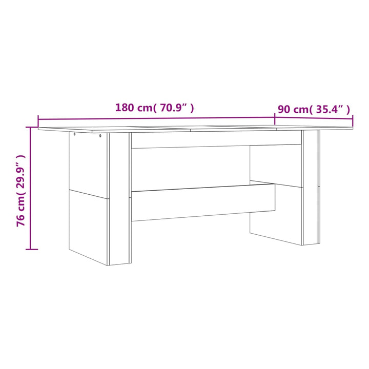 spisebord 180x90x76 cm konstrueret træ røget egetræsfarve
