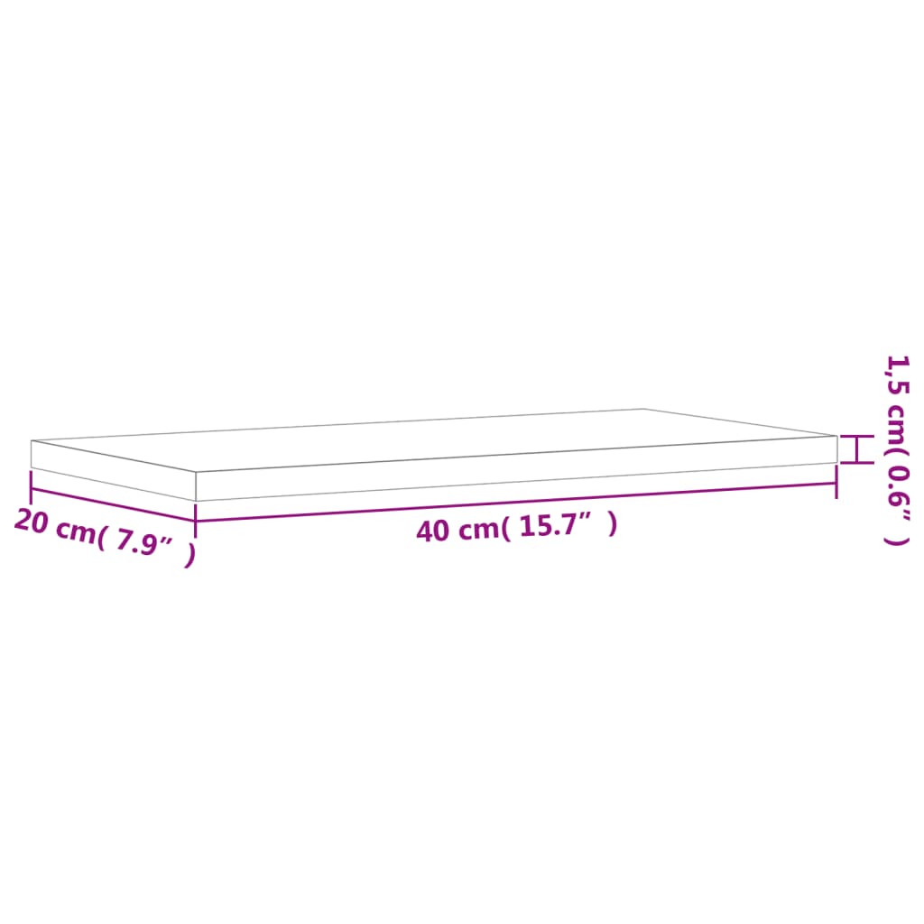 væghylder 4 stk. 40x20x1,5 cm konstrueret træ røget egetræ
