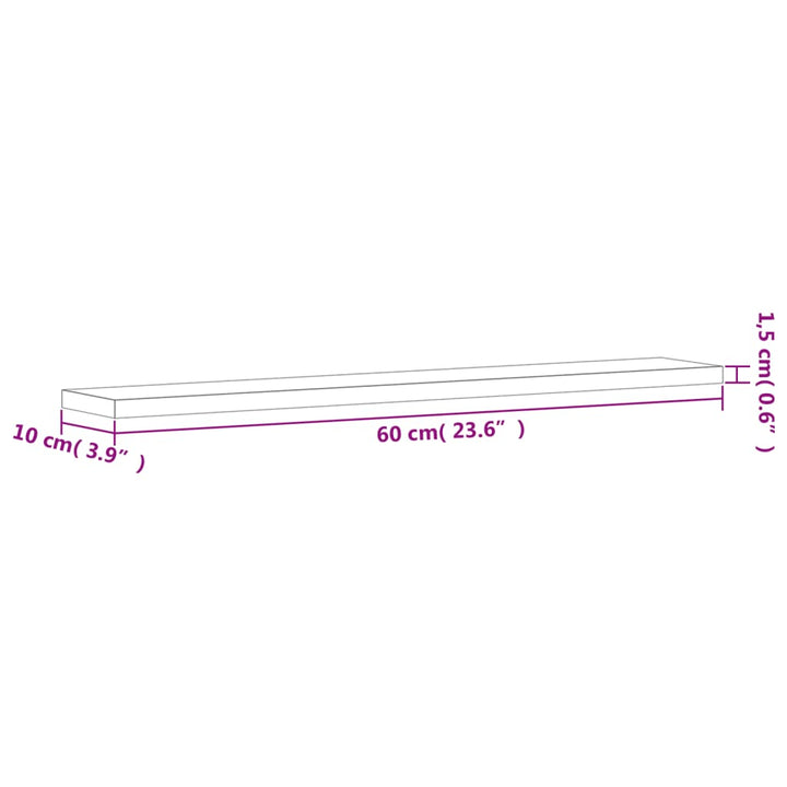 væghylder 4 stk. 60x10x1,5 cm konstrueret træ røget egetræ