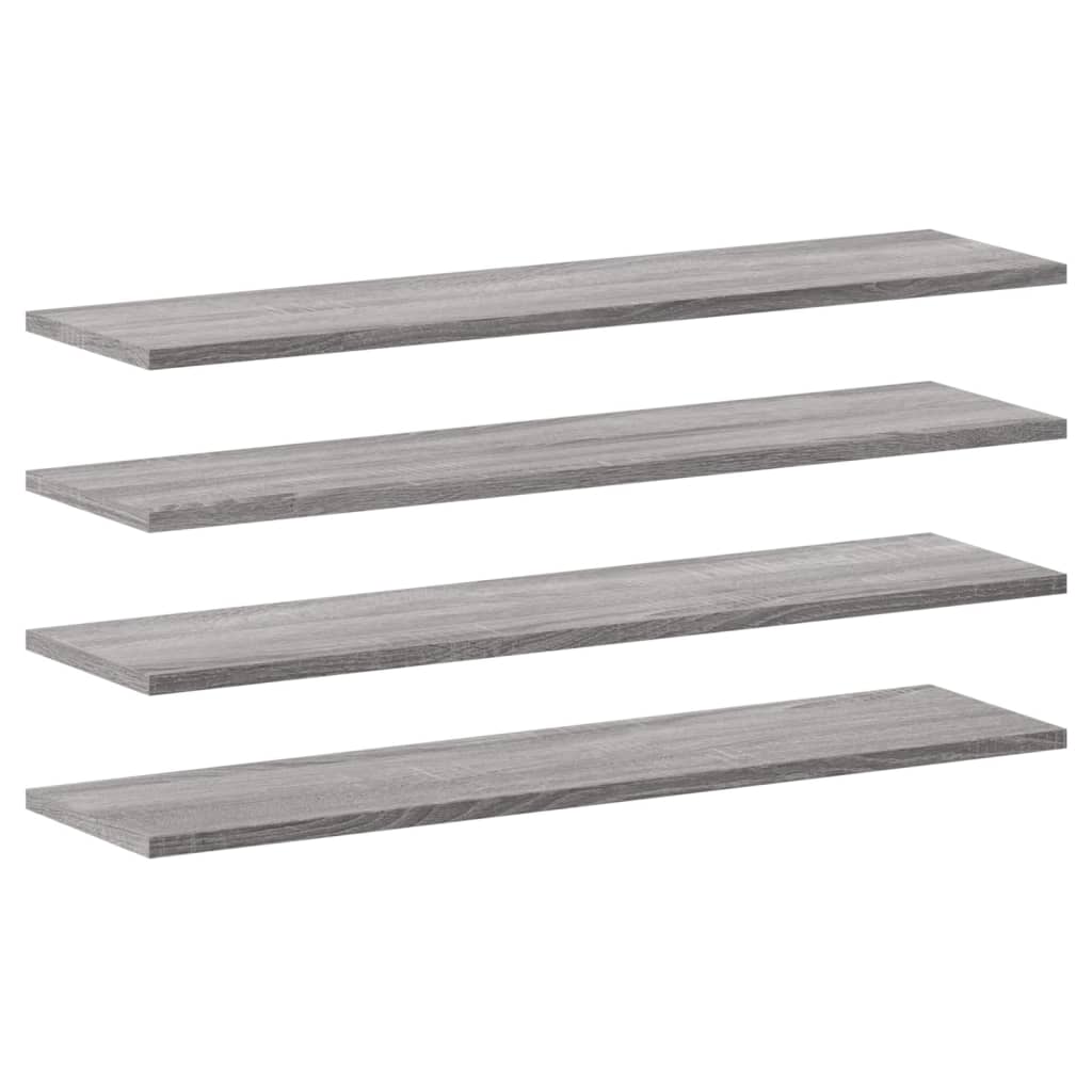 væghylder 4 stk. 80x20x1,5 cm konstrueret træ grå sonoma-eg