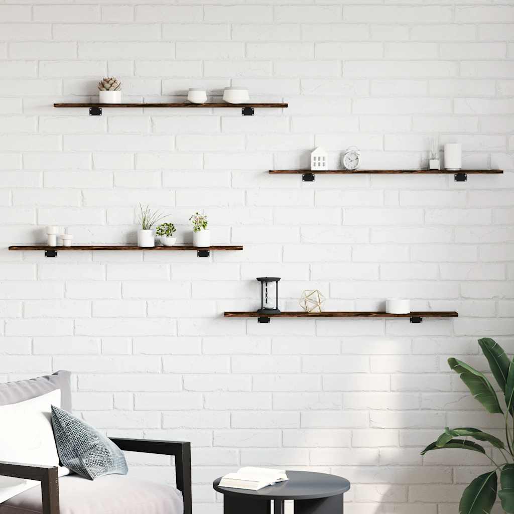 væghylder 4 stk. 80x50x1,5 cm konstrueret træ røget egetræ