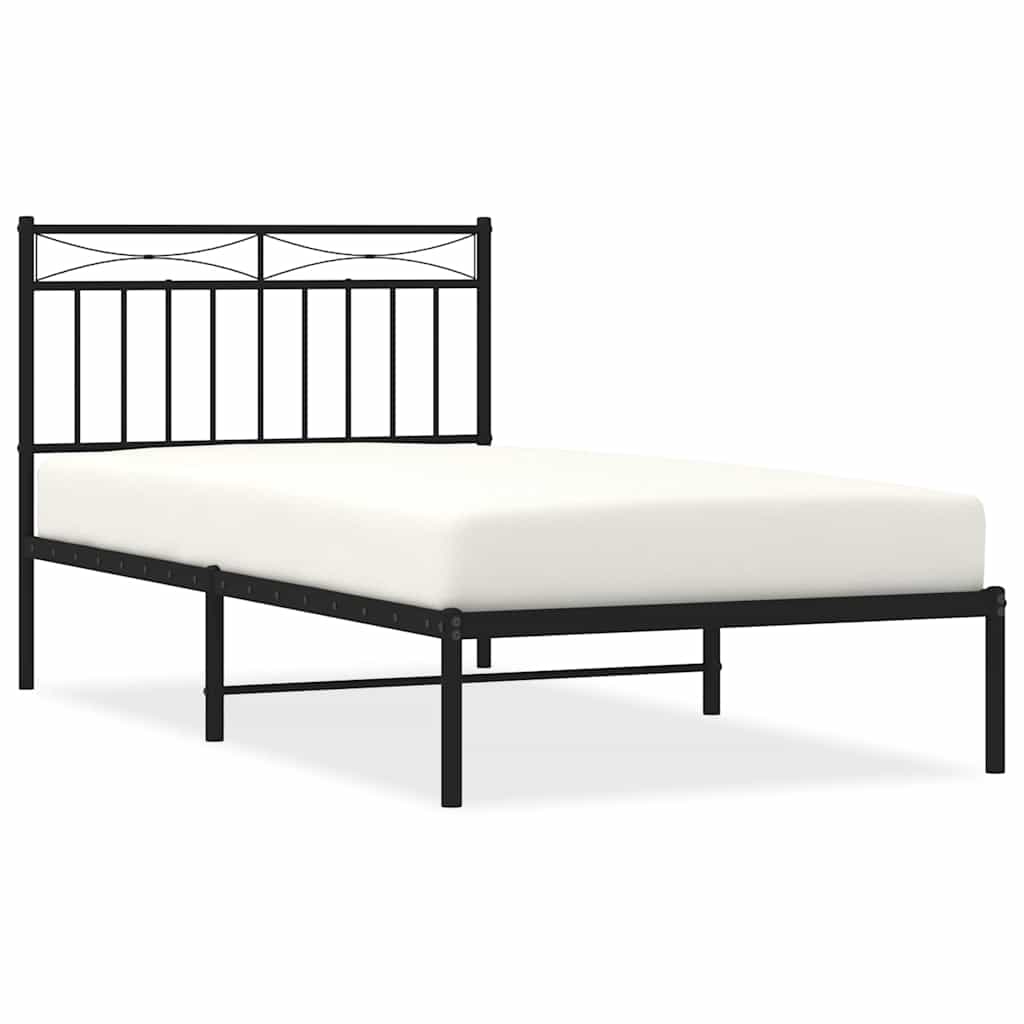 sengeramme med sengegavl 100x190 cm metal sort