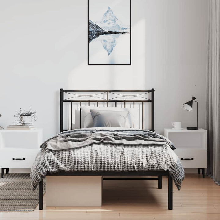 sengeramme med sengegavl 100x190 cm metal sort