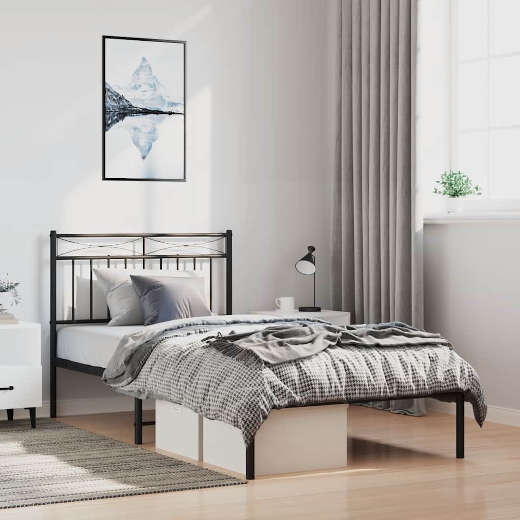 sengeramme med sengegavl 100x190 cm metal sort