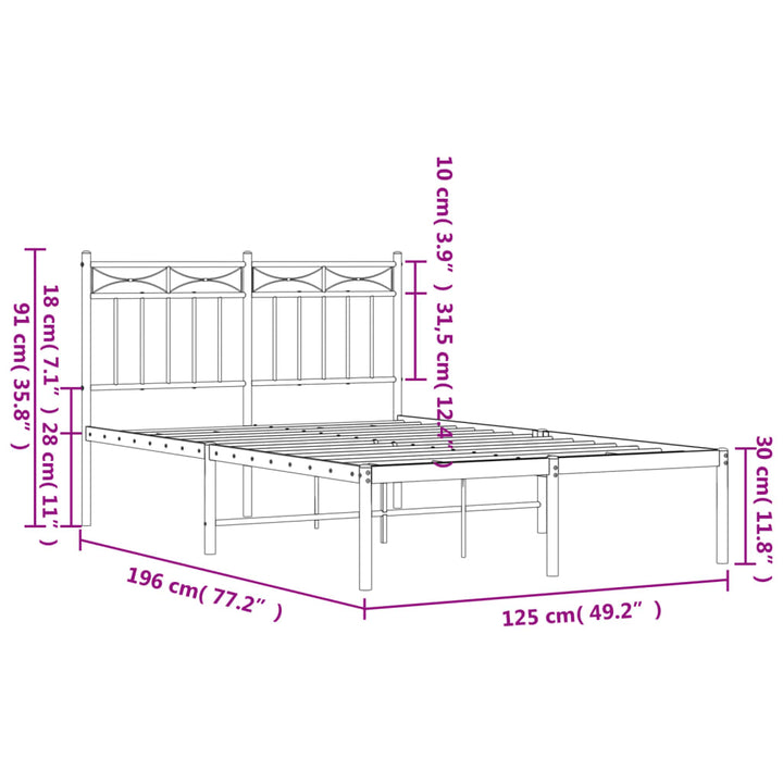 sengeramme med sengegavl 120x190 cm metal sort