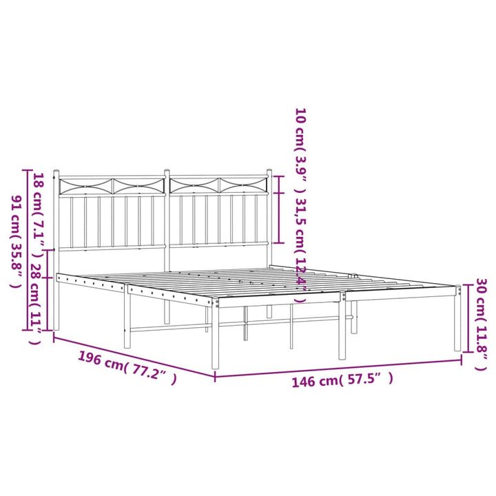 sengeramme med sengegavl 140x190 cm metal sort