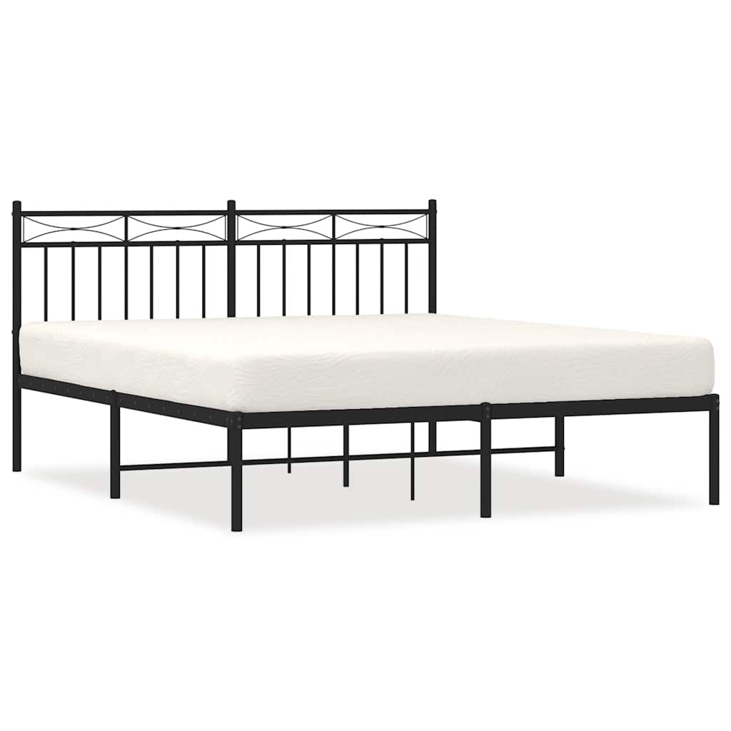 sengeramme med sengegavl 150x200 cm metal sort