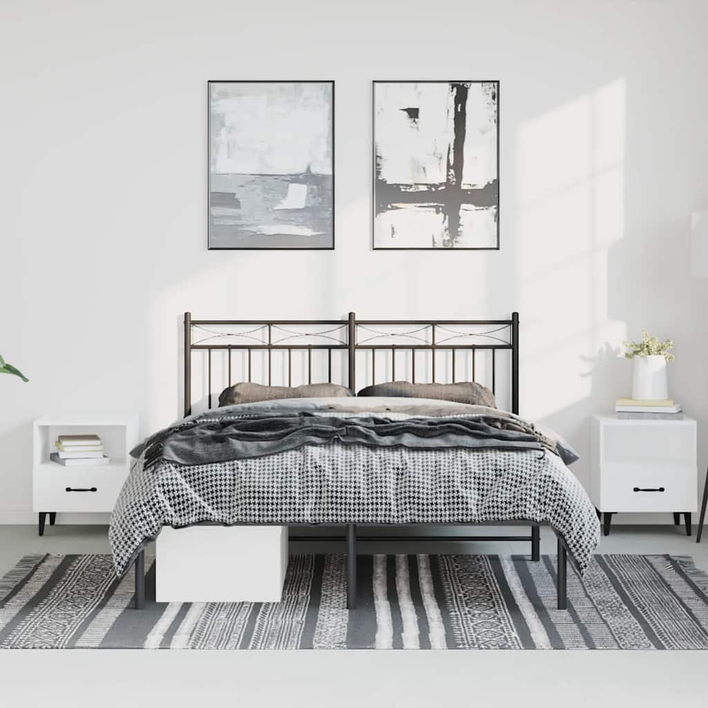 sengeramme med sengegavl 150x200 cm metal sort