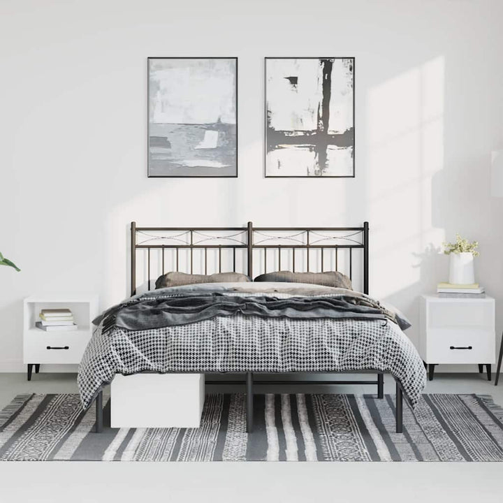 sengeramme med sengegavl 150x200 cm metal sort
