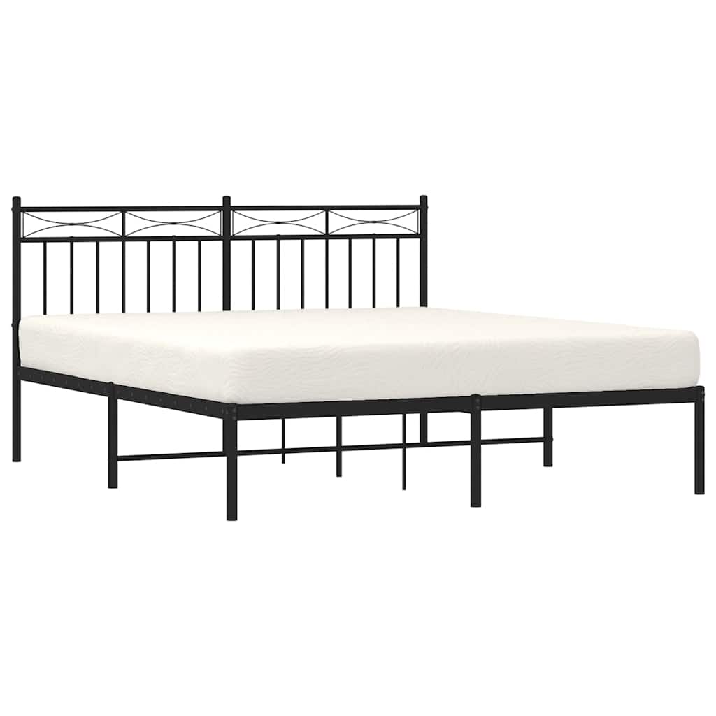 sengeramme med sengegavl 150x200 cm metal sort