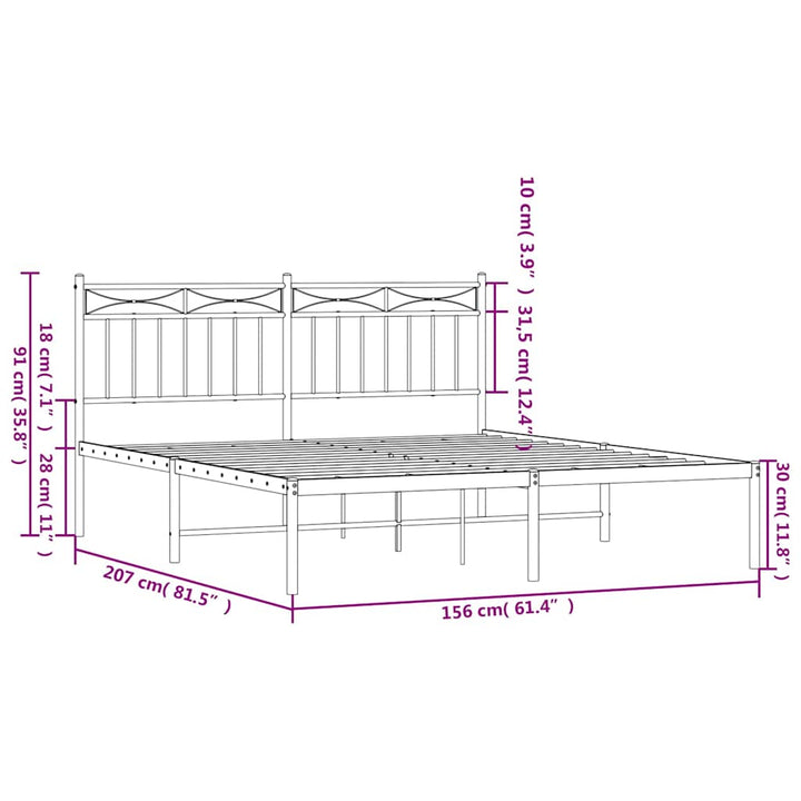 sengeramme med sengegavl 150x200 cm metal sort