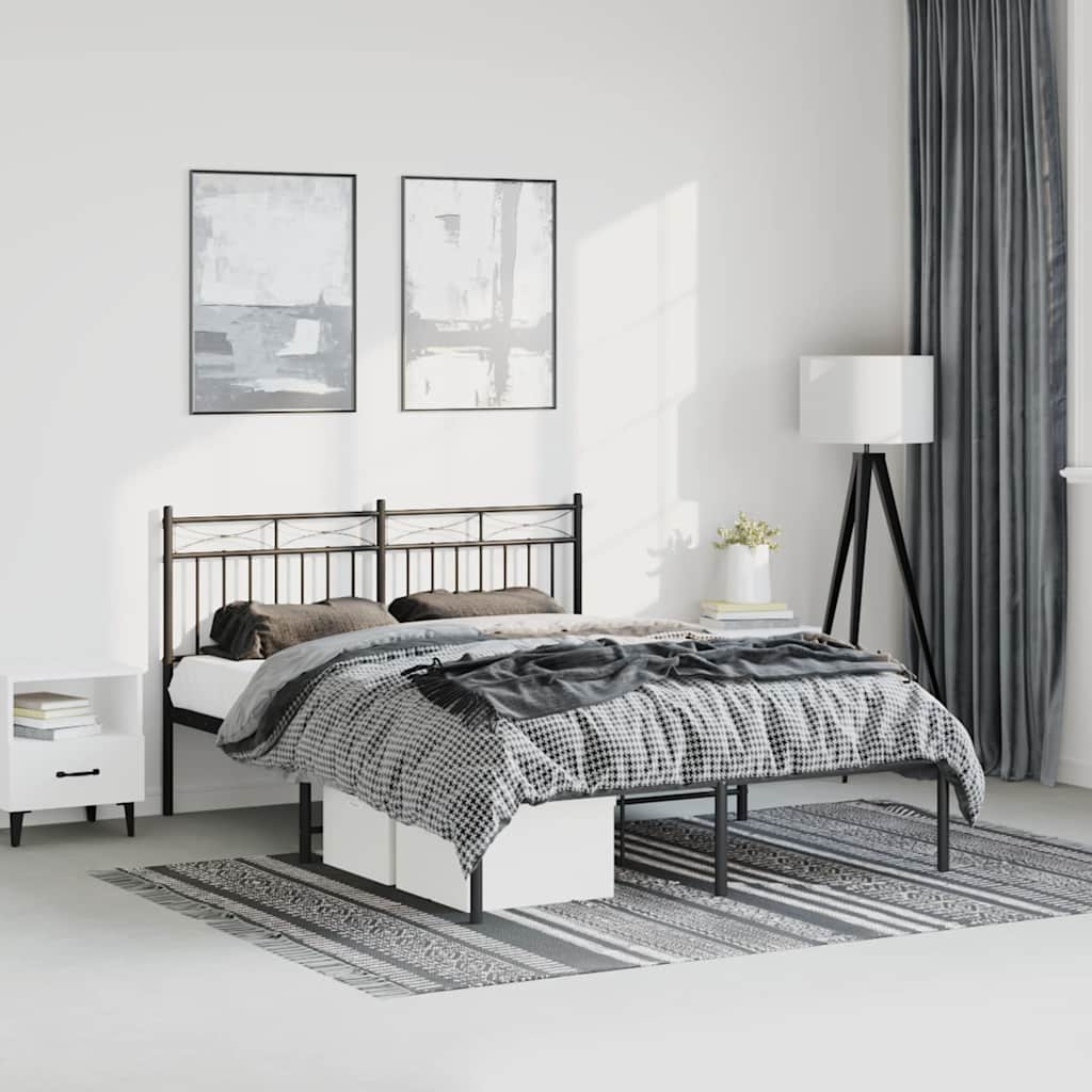 sengeramme med sengegavl 150x200 cm metal sort