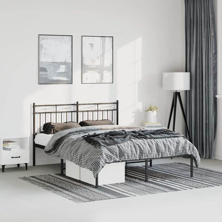 sengeramme med sengegavl 150x200 cm metal sort