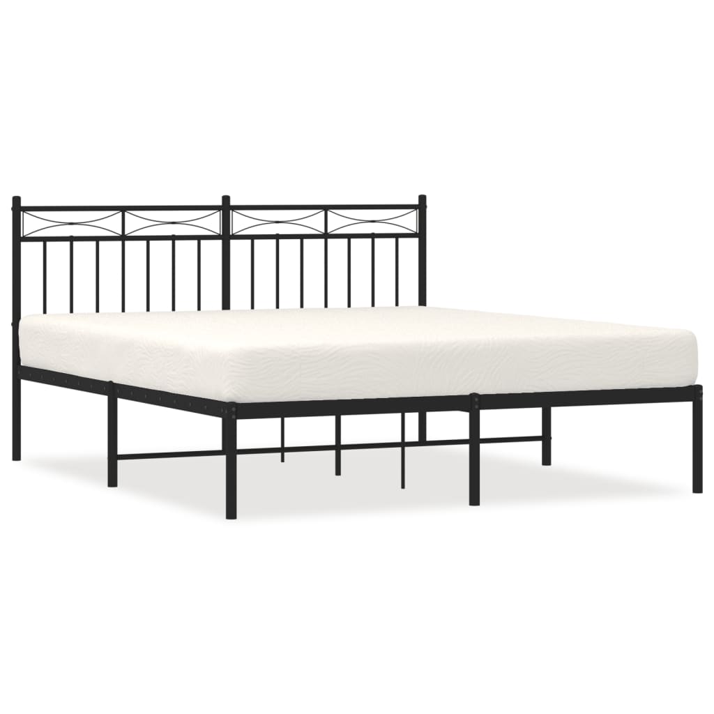 sengeramme med sengegavl 160x200 cm metal sort