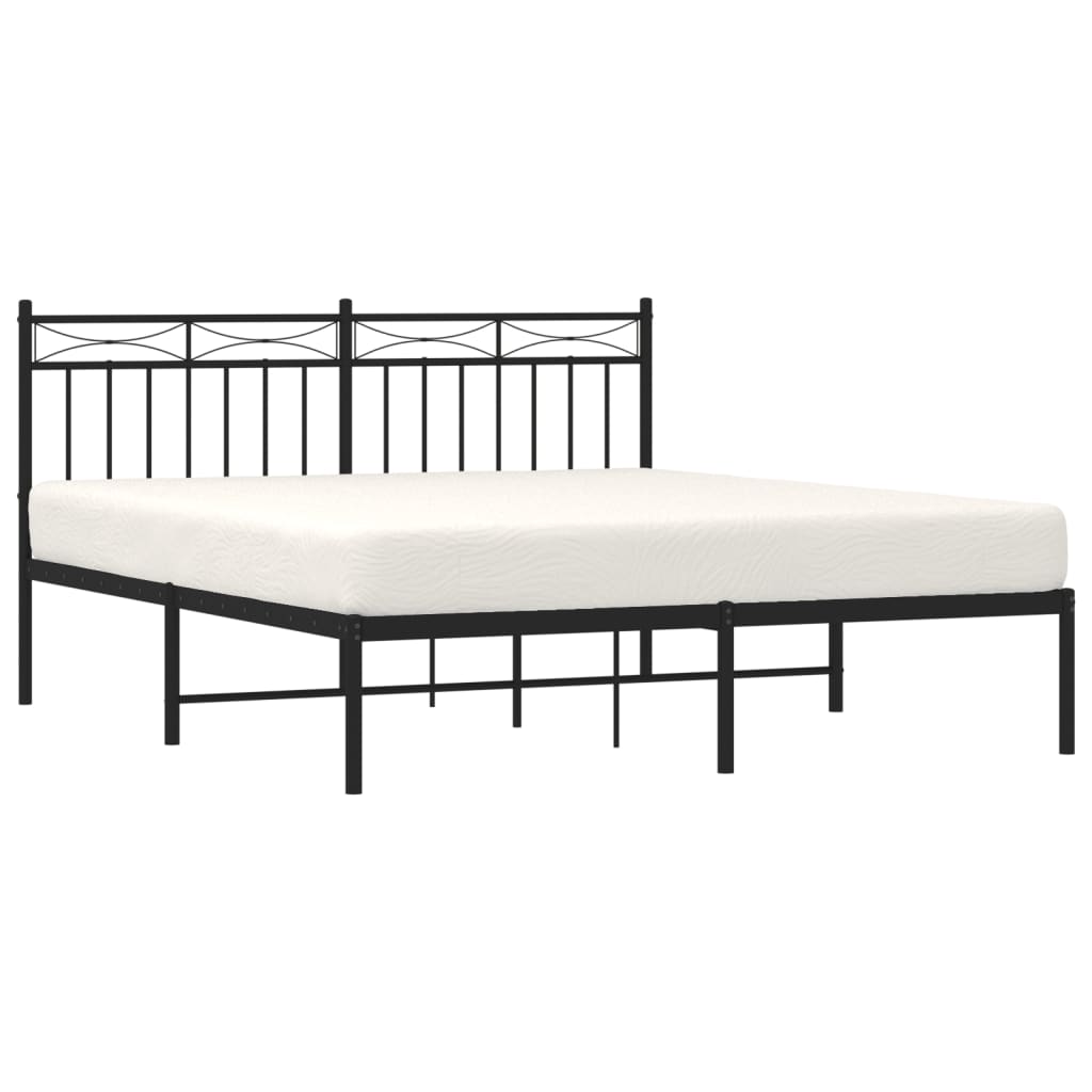 sengeramme med sengegavl 160x200 cm metal sort