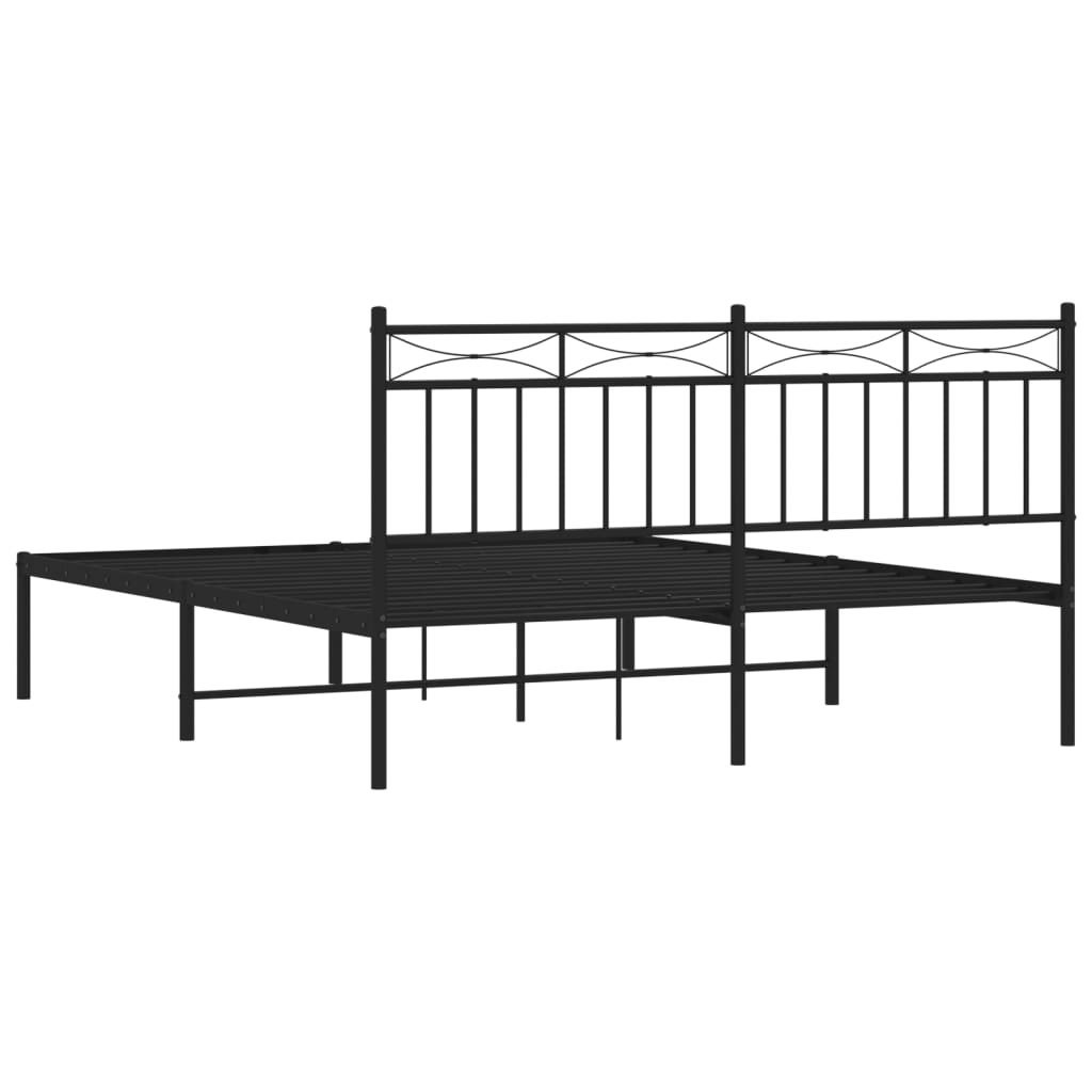sengeramme med sengegavl 160x200 cm metal sort