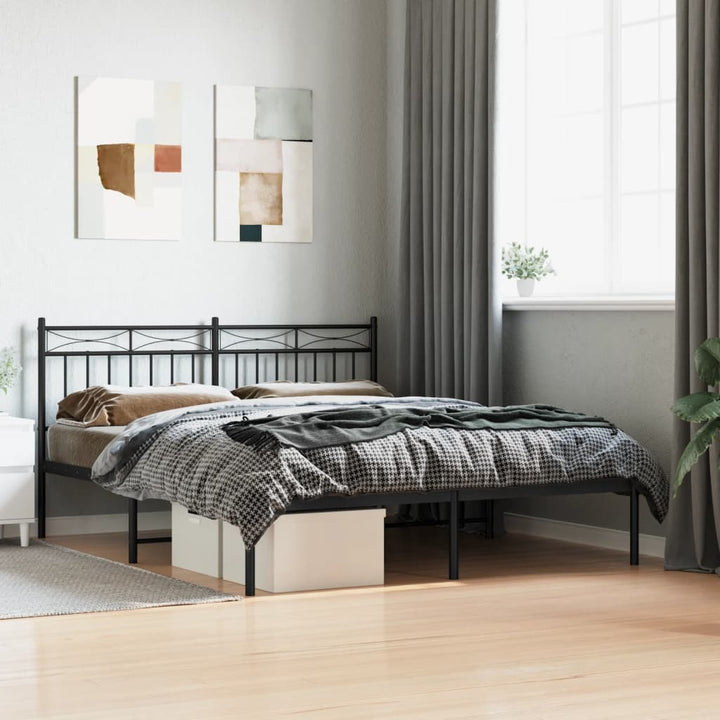 sengeramme med sengegavl 160x200 cm metal sort