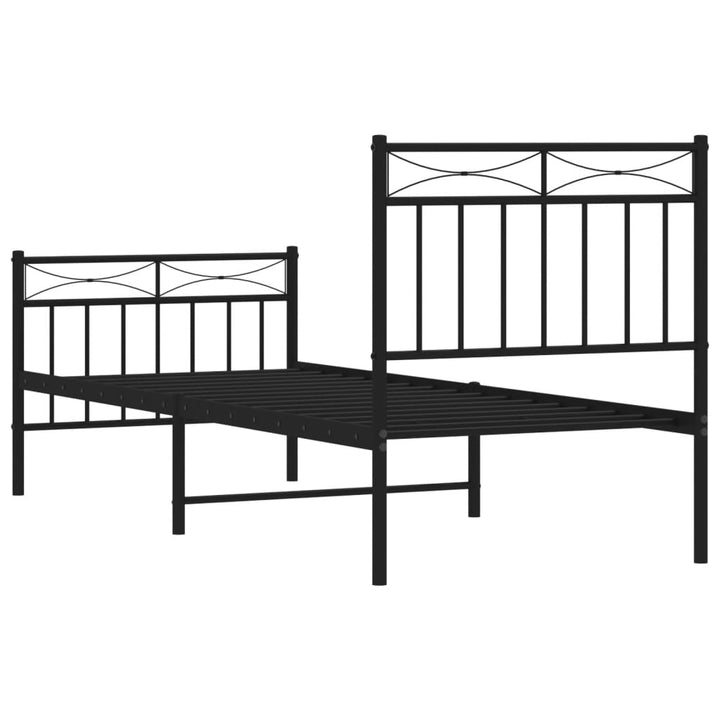 sengeramme med sengegavl og fodgærde 80x200 cm metal sort