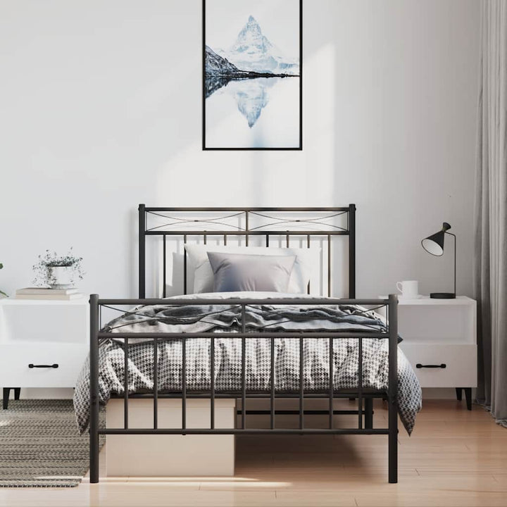 sengeramme med sengegavl og fodgærde 100x190 cm metal sort