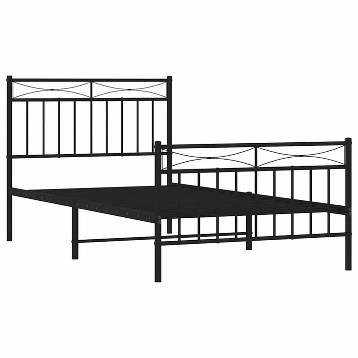 sengeramme med sengegavl og fodgærde 100x190 cm metal sort