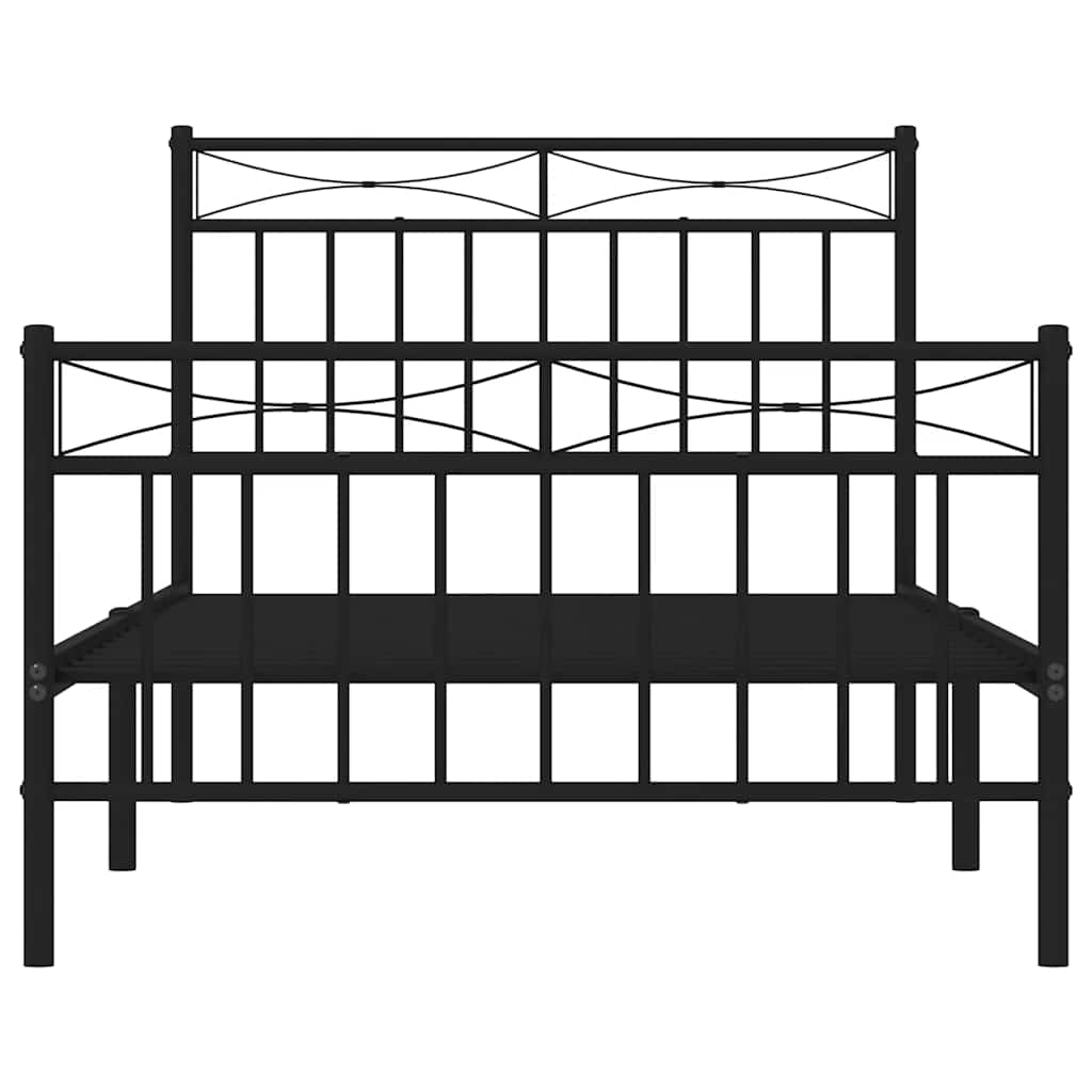 sengeramme med sengegavl og fodgærde 100x190 cm metal sort