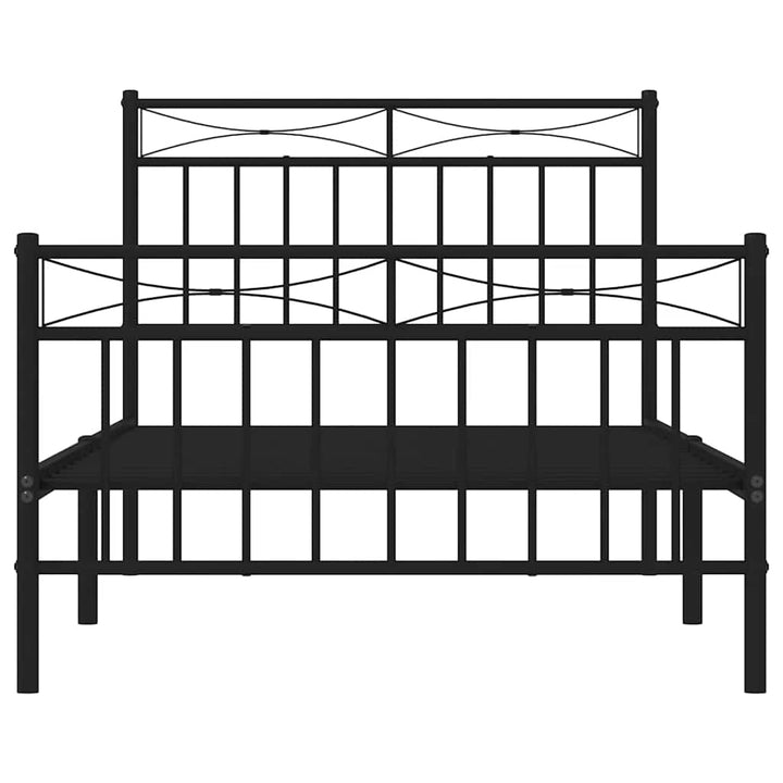 sengeramme med sengegavl og fodgærde 100x190 cm metal sort