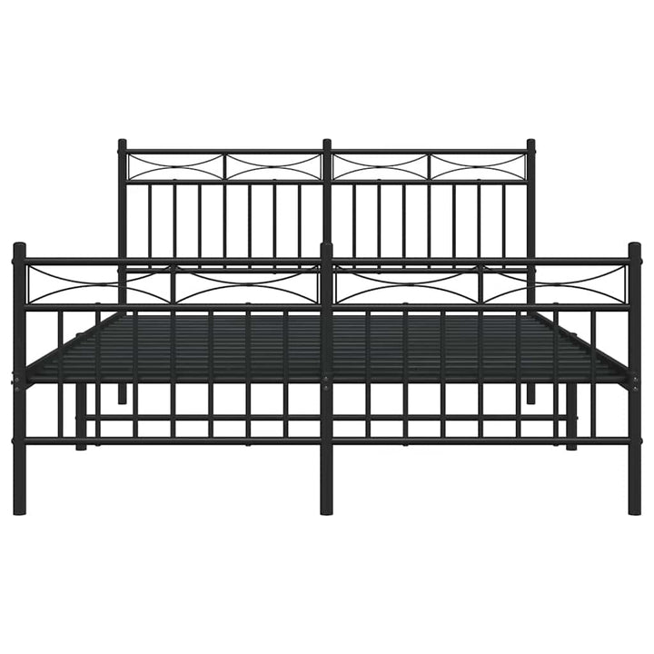sengeramme med sengegavl og fodgærde 135x190 cm metal sort