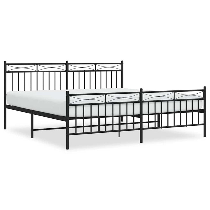 sengeramme med sengegavl og fodgærde 183x213 cm metal sort