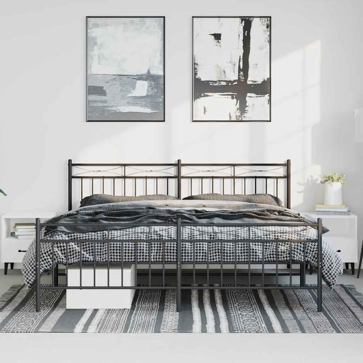 sengeramme med sengegavl og fodgærde 183x213 cm metal sort