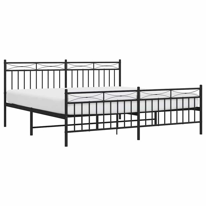 sengeramme med sengegavl og fodgærde 183x213 cm metal sort