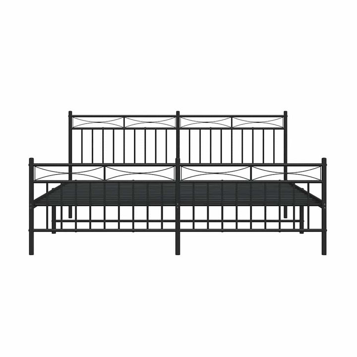 sengeramme med sengegavl og fodgærde 183x213 cm metal sort