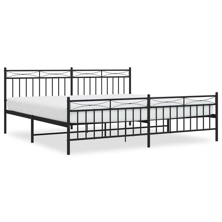 sengeramme med sengegavl og fodgærde 193x203 cm metal sort