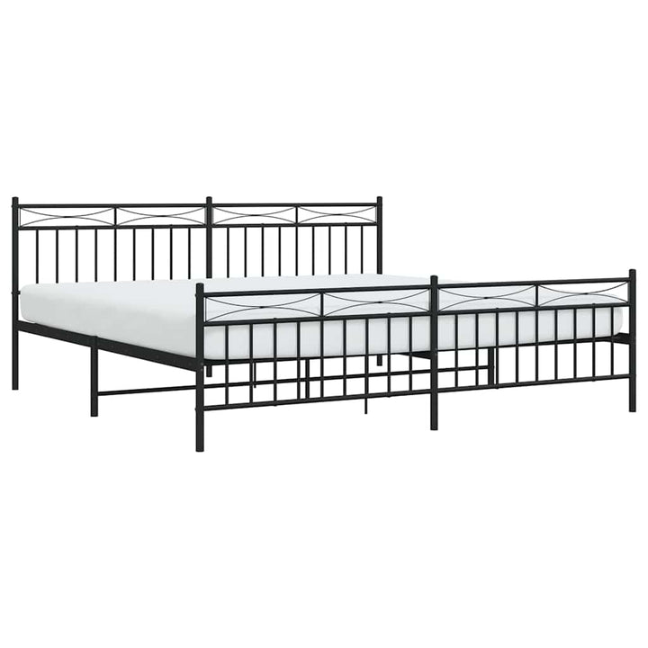 sengeramme med sengegavl og fodgærde 193x203 cm metal sort