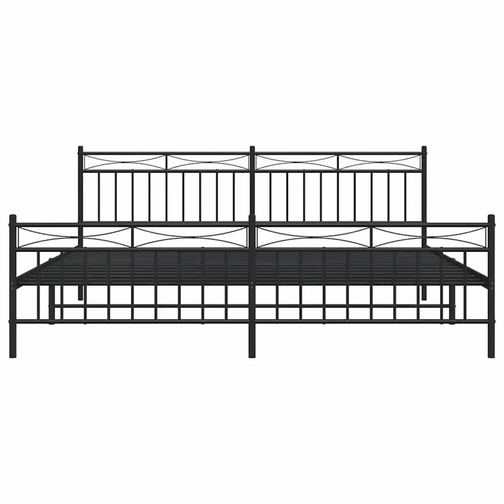 sengeramme med sengegavl og fodgærde 193x203 cm metal sort