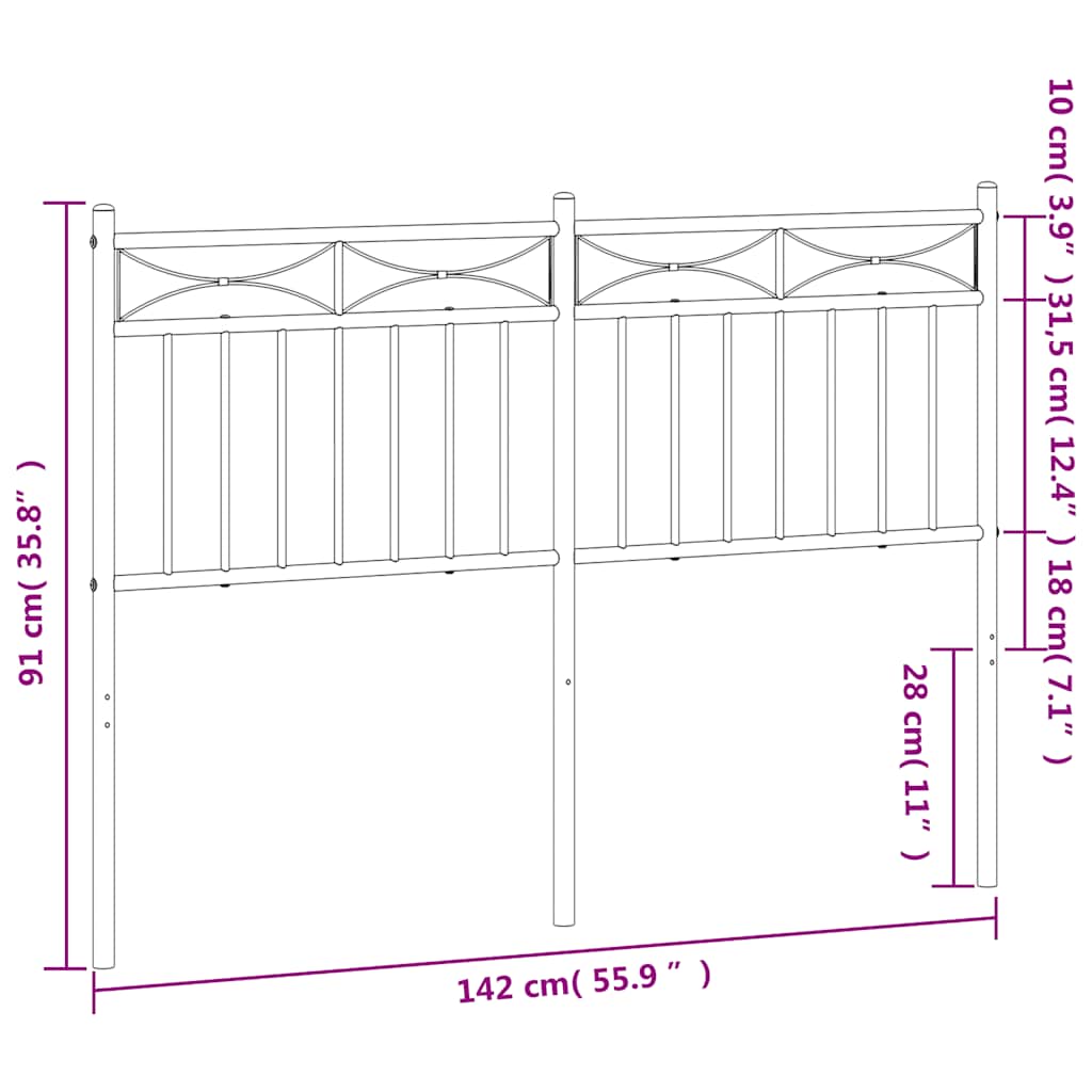 udskiftningsgavl 135 cm metal sort