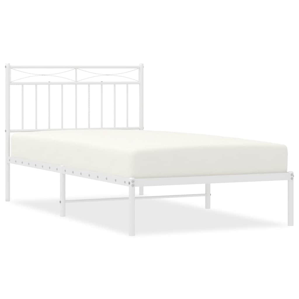sengeramme med sengegavl 100x190 cm metal hvid