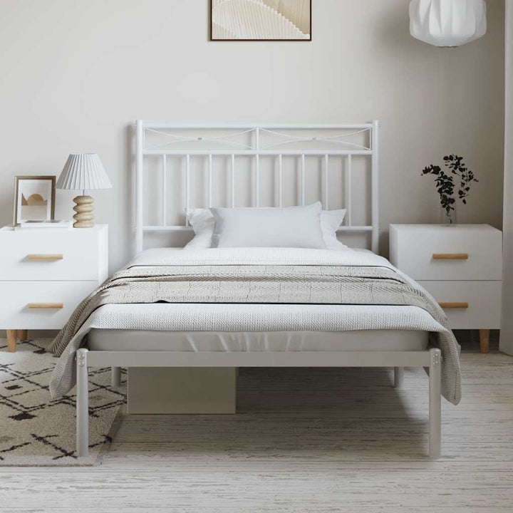 sengeramme med sengegavl 100x190 cm metal hvid