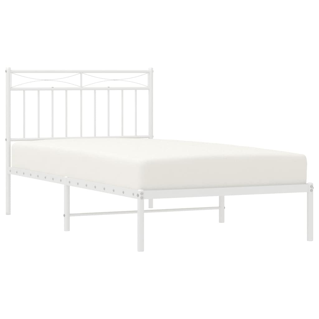 sengeramme med sengegavl 100x190 cm metal hvid