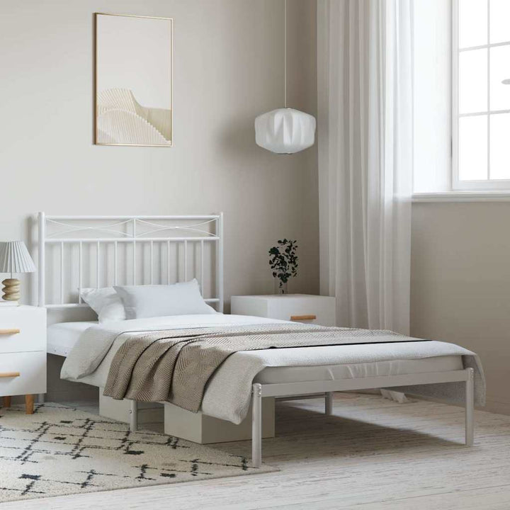 sengeramme med sengegavl 100x190 cm metal hvid