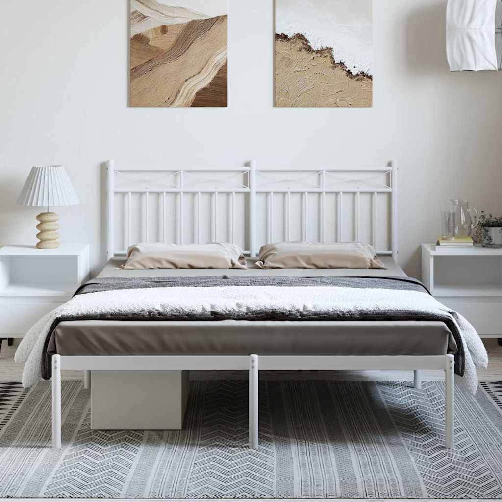 sengeramme med sengegavl 150x200 cm metal hvid