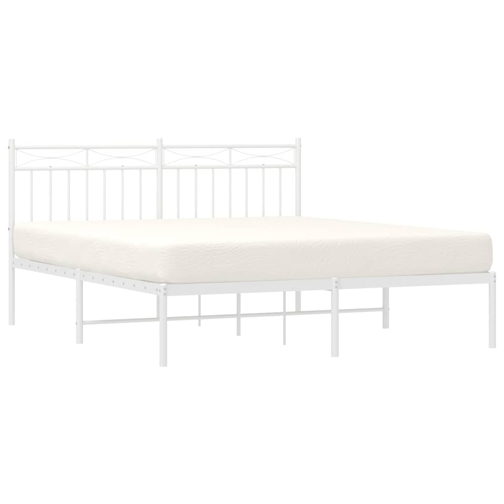 sengeramme med sengegavl 150x200 cm metal hvid