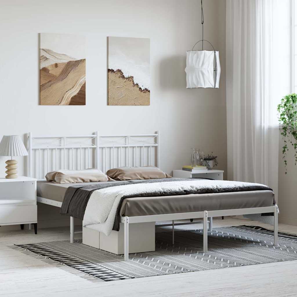 sengeramme med sengegavl 150x200 cm metal hvid